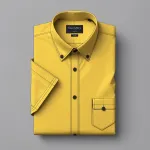 short-sleeved yellow collared shirt image